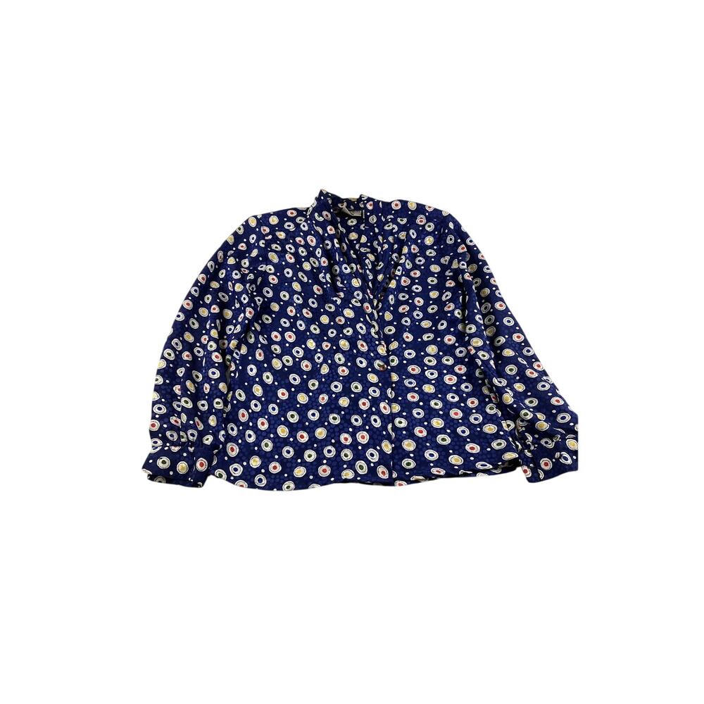 Blue Dotted Blouse Colorful Artsy Ilyssa Maxx for 3K Size 8 Womens Vintage